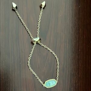Kendra Scott Elaina Gold Chain Bracelet with Emerald Cat’s Eye Stone, NFS